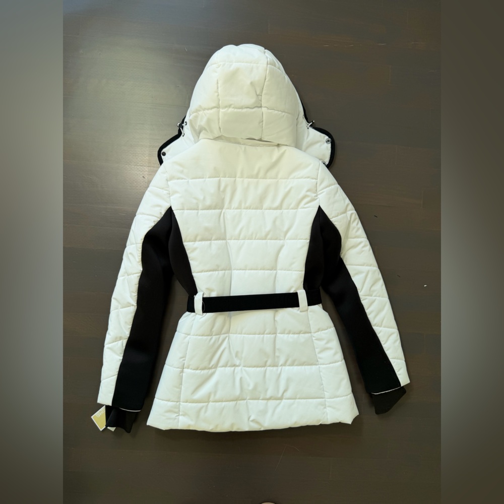 Michael Kors Women's Hooded Belted Quilted Insulated Puffer Jacket White Size S - Picture 8 of 11